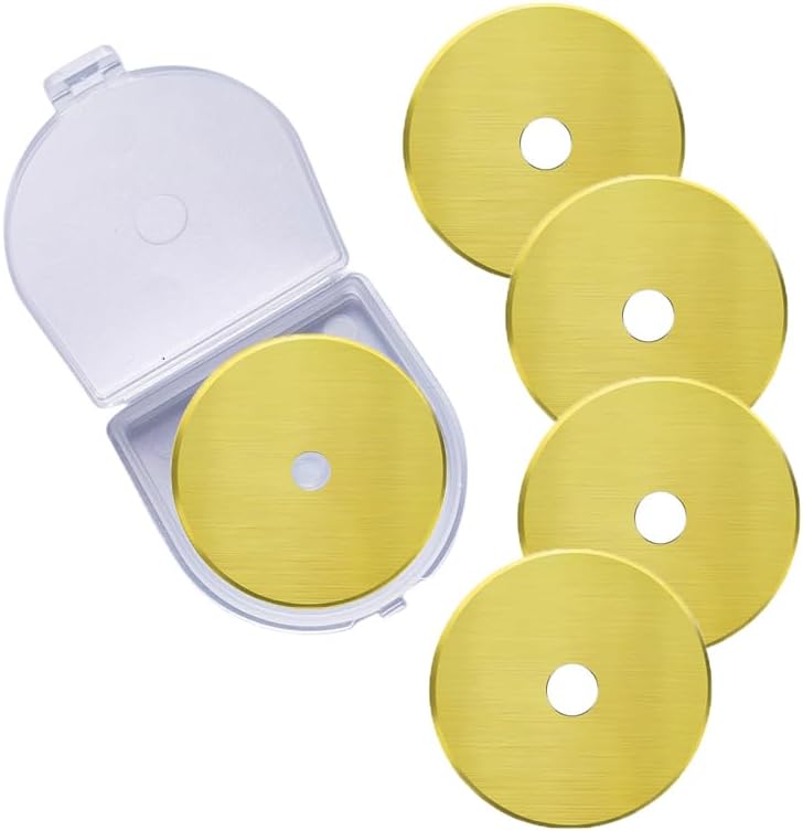 KAMSANG Rotary Cutter Blades, 60mm Replacement Blades 5-Pack, Fits Fiskars,OLFA,Martelli,Dremel,Truecut,DAFA,Fabric Cutting Blades Refill for Quilting Scrapbooking Sewing Arts &Crafts, SKS-7,(Titanium Coated) - Image 1